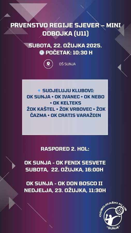 OK Sunja domaćin Prvenstva regije Sjever u mini odbojci (U11)